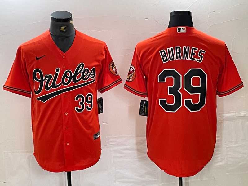 Mens Baltimore Orioles #39 Corbin Burnes Number Orange Cool Base Stitched Jersey->baltimore orioles->MLB Jersey